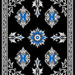 Damask Floral Motif Anti Slip Interior Floor Covering (Black) - ODIKA