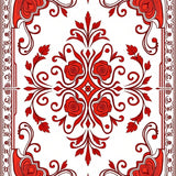 Heritage Damask Scroll with Vintage Rose Motifs (Red) - ODIKA