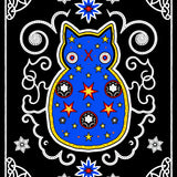 Quirky Twisted Cat Shape Illuminated Holiday Ornament(Blue)