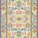 Boho Chic Beige Area with Multi Colored Geometric(Beige)
