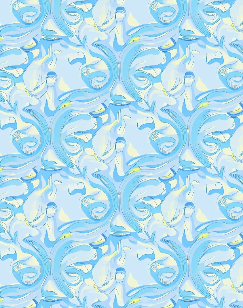 Abstract Wave Motif with Fluid Interlocking Lines and (Blue) - ODIKA