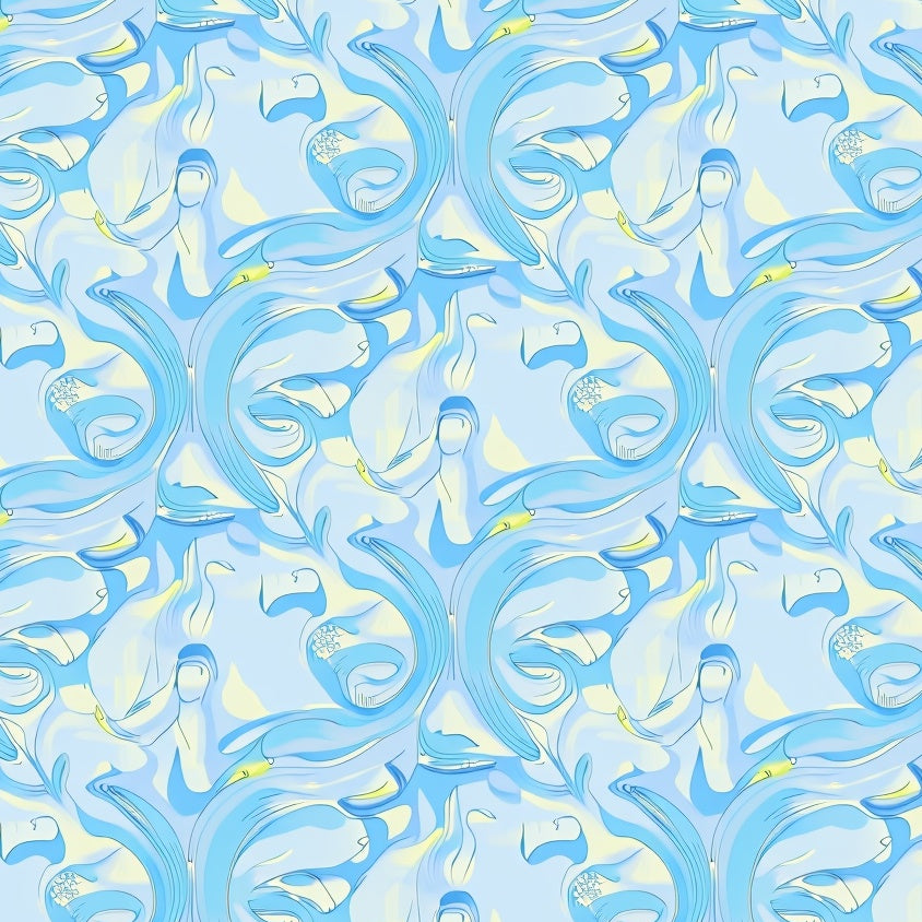 Abstract Wave Motif with Fluid Interlocking Lines and (Blue) - ODIKA