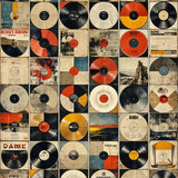 Modern Music Decor Area Rug Featuring Retro Album Covers(Black)