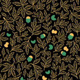 Harvest Woodland Path with Maple Branches and Classic Forest Icons(Black)