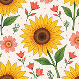 Cottage Garden Sunburst Floral with Hand Painted Blossom Details(Yellow)