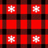 Nordic Holiday Interlocking Tartan Plaid with Snowflake Motif(Red)
