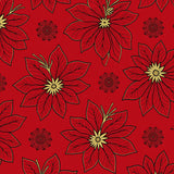 Ornate Poinsettia Bloom Design with Golden Accents(Red)