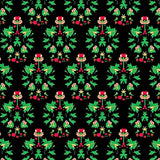 Festive Holly Wreath Area with Traditional Motifs(Black)