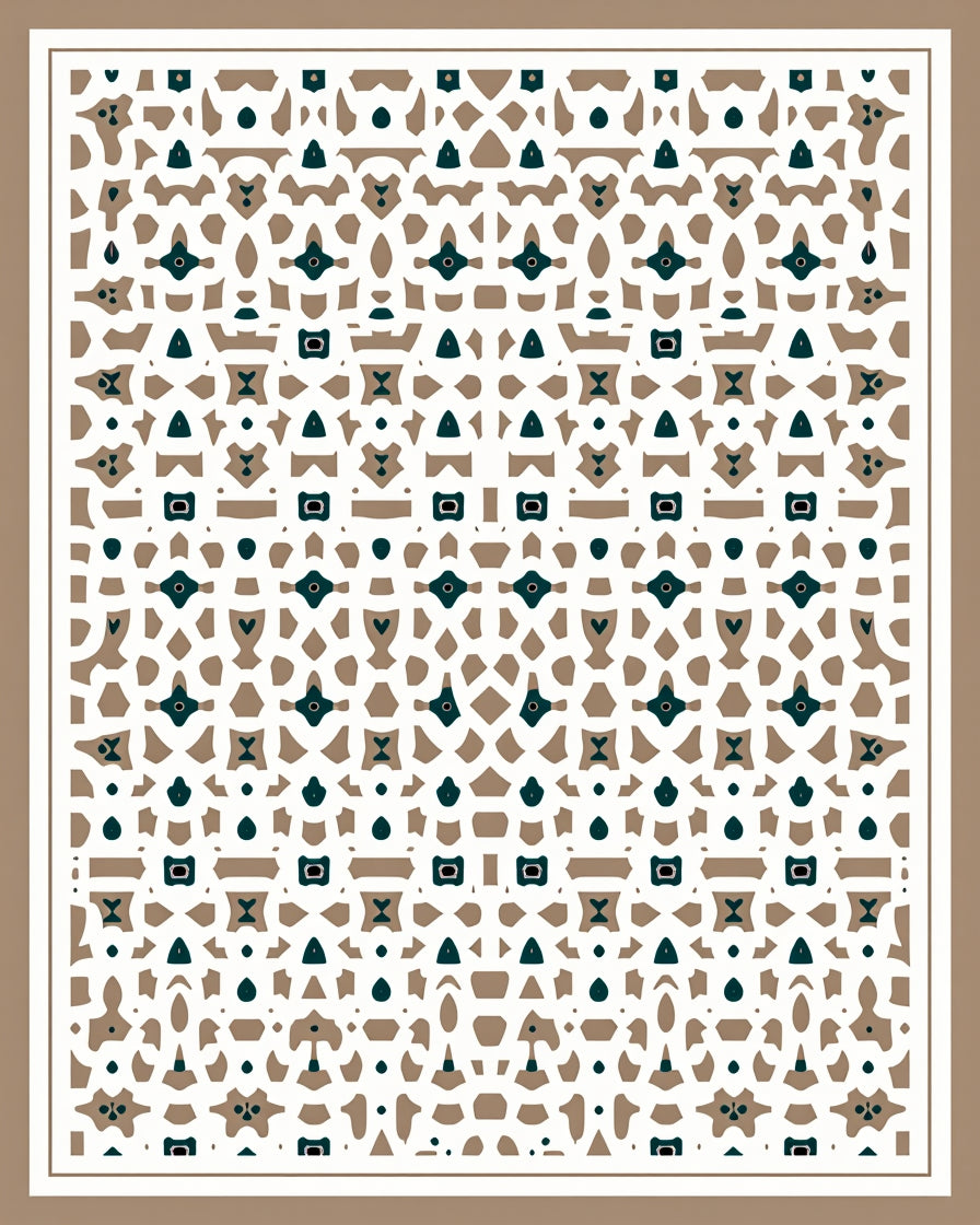 Nordic Interlocking Trellis with Minimalist Floral (Brown) - ODIKA