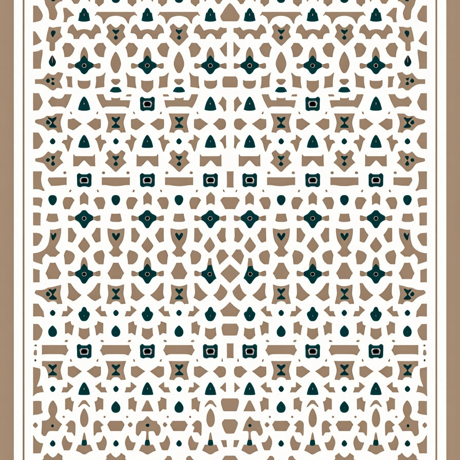 Nordic Interlocking Trellis with Minimalist Floral (Brown) - ODIKA