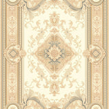 Beige and Cream Ornate Medallion with Refined Scroll Accents Flourishes(Beige)