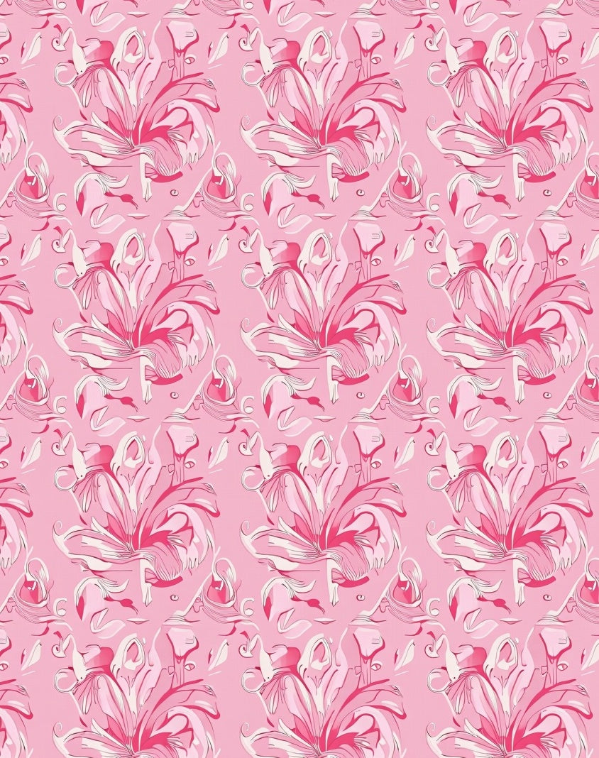 Dreamy Petal Whirl with Delicate Swirling Floral Motifs (Pink) - ODIKA