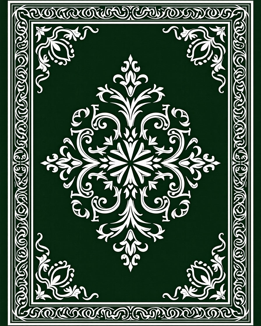 Elegant Ornate Damask Motif with Metallic Highlights (Green) - ODIKA
