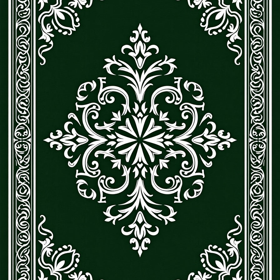 Elegant Ornate Damask Motif with Metallic Highlights (Green) - ODIKA