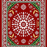 Festive Nordic Snowflake Medallion with Whimsical Holiday Motifs(Red)