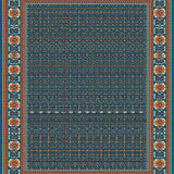 Vintage Inspired Area with Intricate Blue and Orange Geometric Design(Blue)