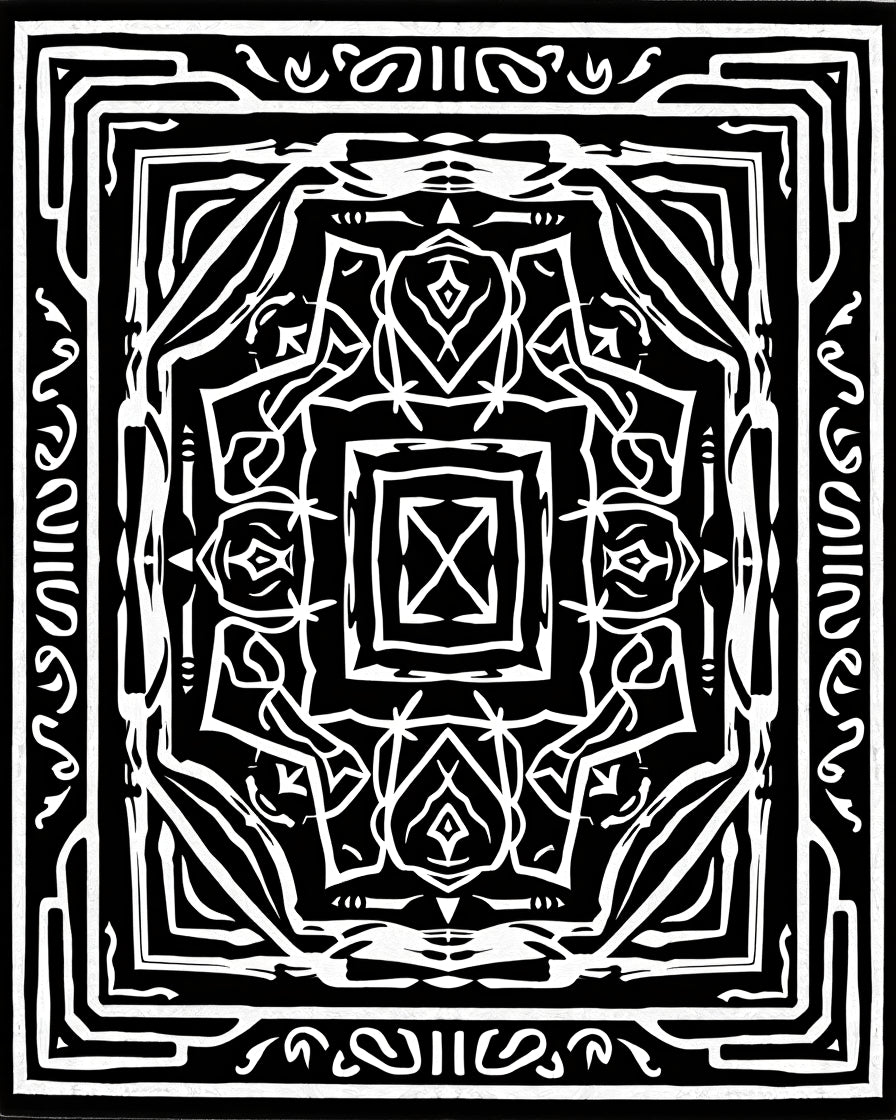 Abstract Brushstroke Labyrinth with Ombre Transitions (Black) - ODIKA