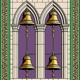 Elegant Cathedral Bell Tower Half Moon Entrance with Gothic Arches(Gold)
