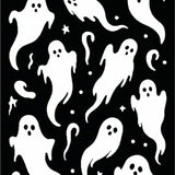 Horror Themed Bath Mat Ghostly Halloween Design(White)