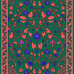 Art Nouveau Garden Trellis Design with Flourish and Stylized Foliage Motifs (Green) - ODIKA