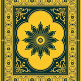 Oriental Palmette Panel with Golden Accented Floral Motifs(Yellow)