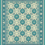 Boho Turquoise Beige Ornate Area(Ivory)