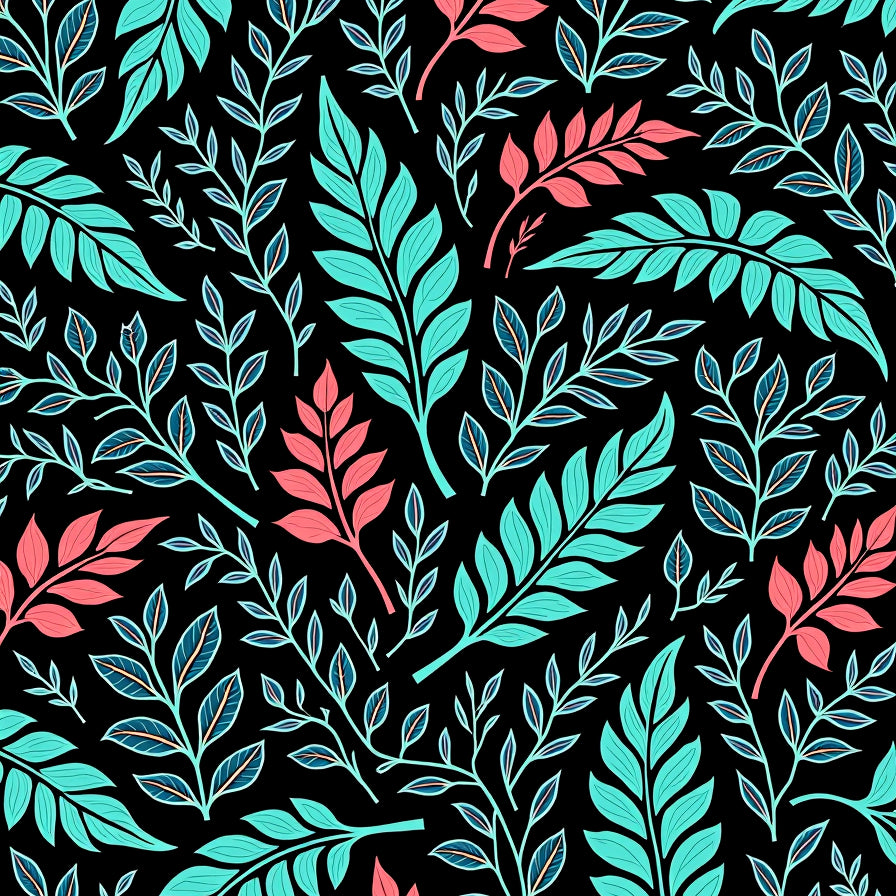 Elegant Banana Fern Cascade Handpainted Floral Botanical Symphony (Black) - ODIKA