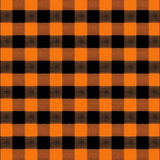 Halloween Plaid Area Rug Spooky Black & Orange Carpet with Pumpkin Design(Orange)