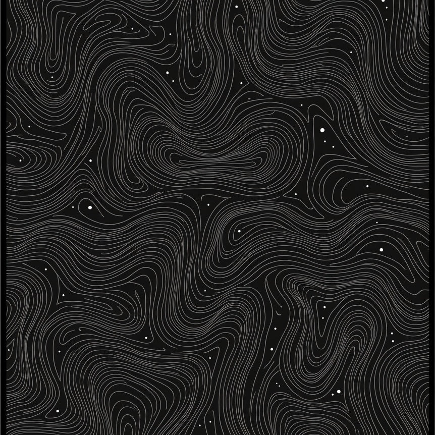 Modern Maze Motif with Abstract Wave and Dotted Overlay (Black) - ODIKA