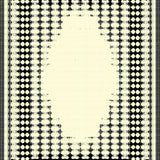 Geometric Border Area Cream and Black Modern Design Neutral Accent(Beige)