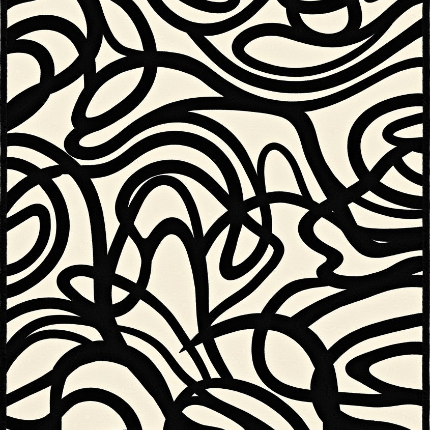 Abstract Brushstroke Art with Contemporary Flair (Black) - ODIKA