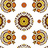 Harvest Blossom Medallion with Interlocking Vine Motifs and Accents(Brown)