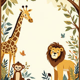 Dreamy Jungle Kids Area Beige Safari Animals Playful Floor(Beige)