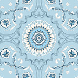 Lotus Bloom Medallion Motif Interlocking Floral (Blue) - ODIKA
