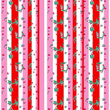 Whimsical Cane Stripe with Delicate Holly Leaf Accents(Red)