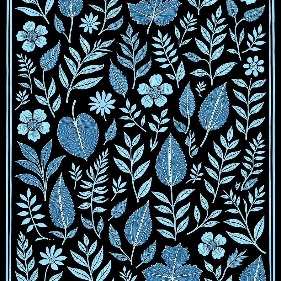 Verdant Wilderness Symphony Adorned Natural Artistic Motifs (Black) - ODIKA