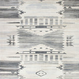 Abstract Grey and Cream Tumble Pattern Rug with Distressed Tribal Motifs(Gray)