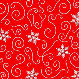 Festive Spiral Swirls with Snowflake Accents and Elegant Scroll Motifs(Red)