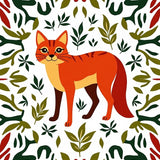 Autumnal Fox With Leafy Vine Motifs Area(Orange)