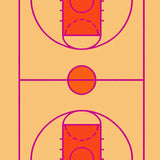 Basketball Court Wood Floor Red Orange Key Pink Lines(Beige)