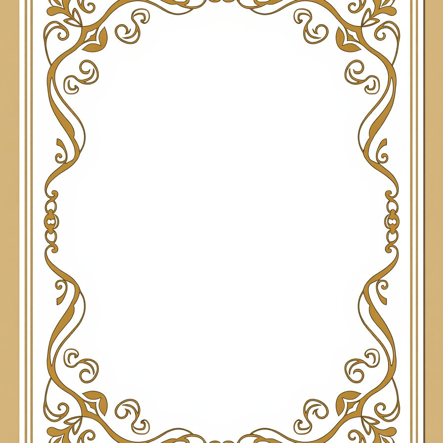 Botanical Vine Scroll with Classic Edge Trim (Gold) - ODIKA