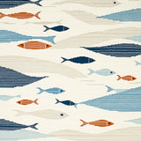 Coastal Tide Bright Fish Beige Blue Area(Beige)