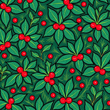 Winter Holly Berry Semicircle Entry Botanical Leaf Motif(Green)