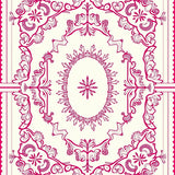 Ornate Botanical Arrangement with Abstract Floral Accents(Pink)