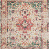 Distressed Global Area Easy Clean Printed Design(Ivory)