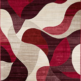 Elegant Burgundy and Beige Abstract Swirl Design Area(Red)