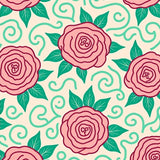 Enchanted Flower Field with Dancing Rose and Hydrangea Motifs(Pink)