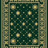 Ornate Lattice Network with Stylized Snowflake and Pine Needle Details(Green)