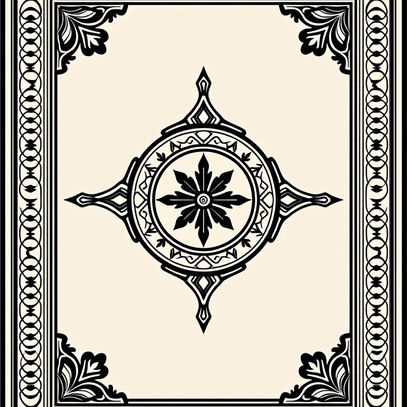 Classic Ornamental Medallion with Floral Interlocking (Black) - ODIKA