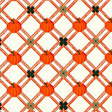 Classic Pumpkin Patch Grid with Lines and Elegant Seasonal Embellishments(Orange)